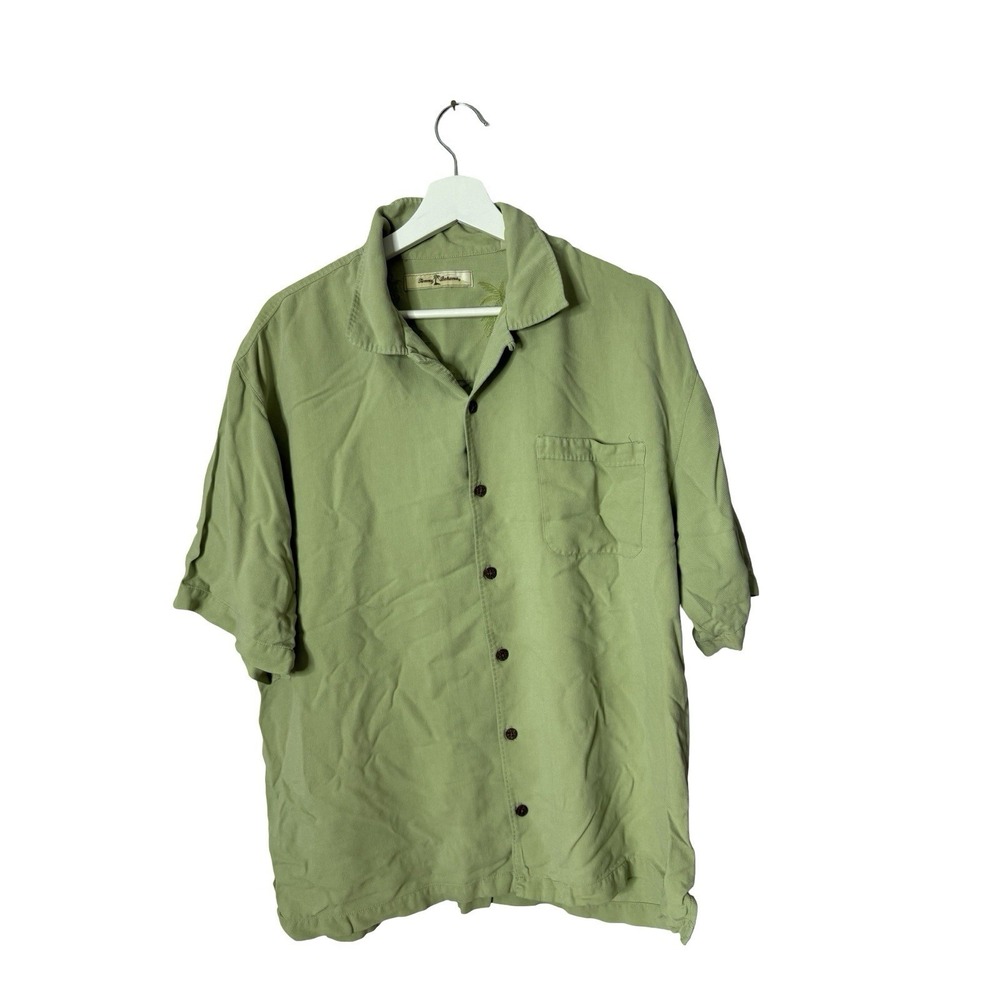 Tommy Bahama Men's 100% Silk Green Vacation Beach Button Down Shirt‎ Sz Large
